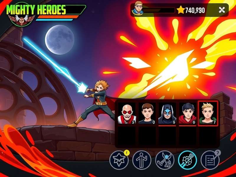 Mighty Heroes character selection screen